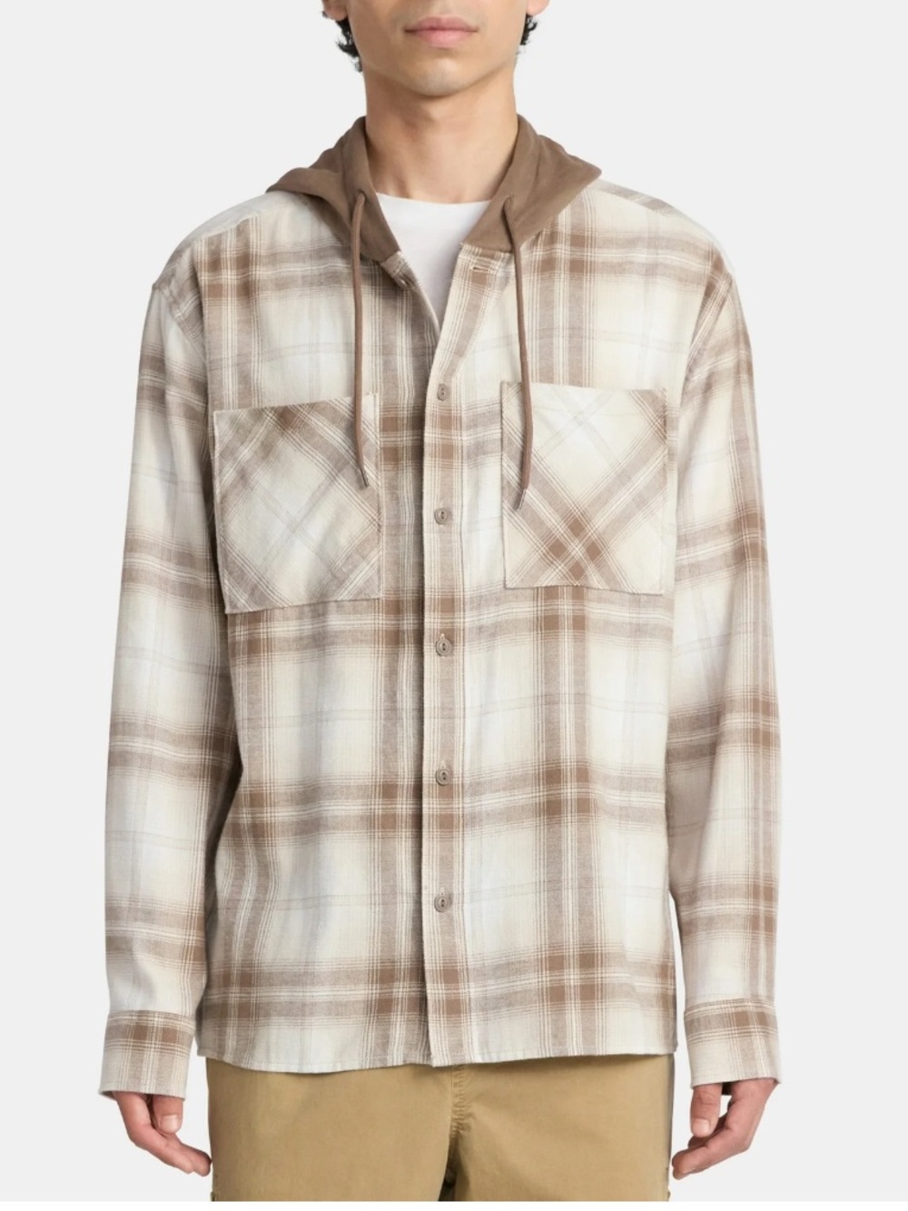 Men's Plaid Hooded Flannel Shirt with long sleeve